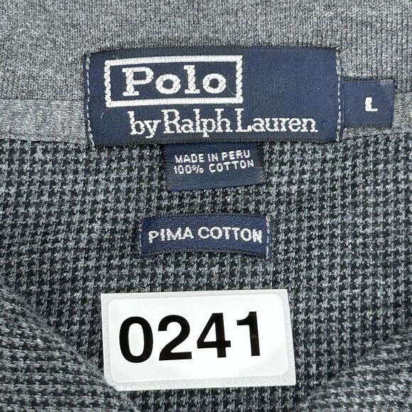 Polo Ralph Lauren Shirt Men L Gray Black Houndstooth Pima Cotton Long Sleeve 90s - Picture 12 of 12